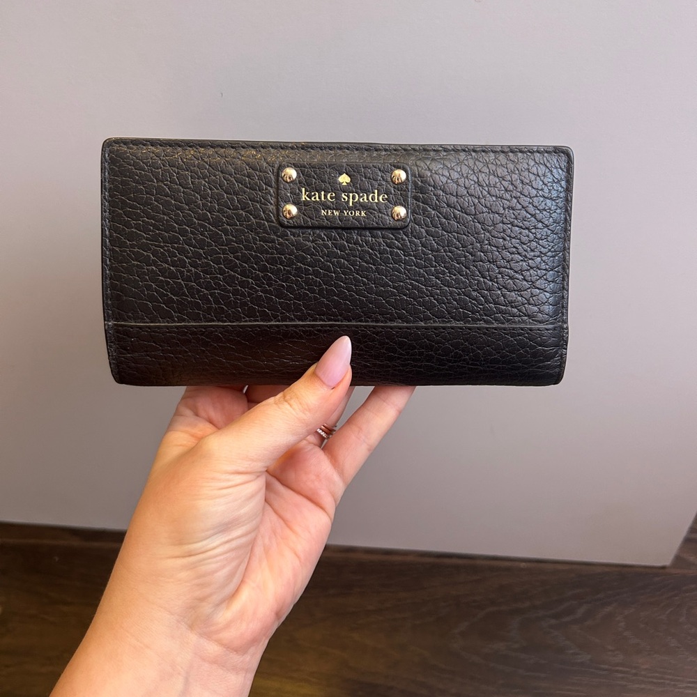 Kate Spade Black Textured Leather Card Holder